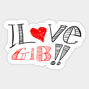 I love Gib hand drawn text Sticker